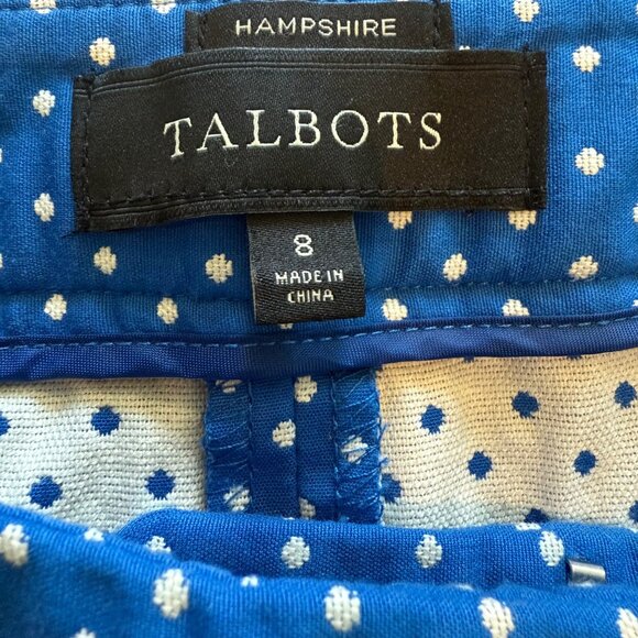 Talbots Hampshire Blue Polka Dot Ankle Pants Womens Size 8 - Picture 3 of 7